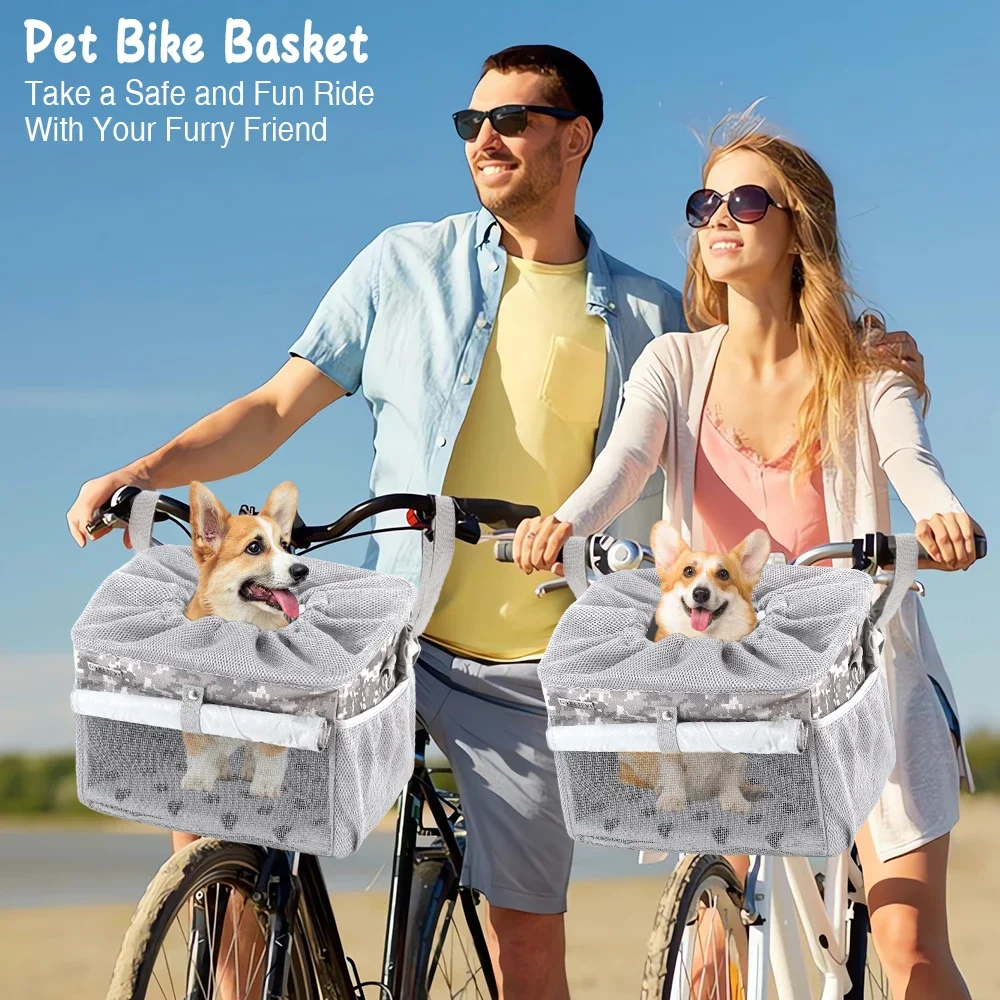 Cesta para bicicleta para perros o gatos, mochila transportadora para mascotas de cara suave expandible con 4 puertas abiertas, portabicicletas plegable para perros - imagen 5