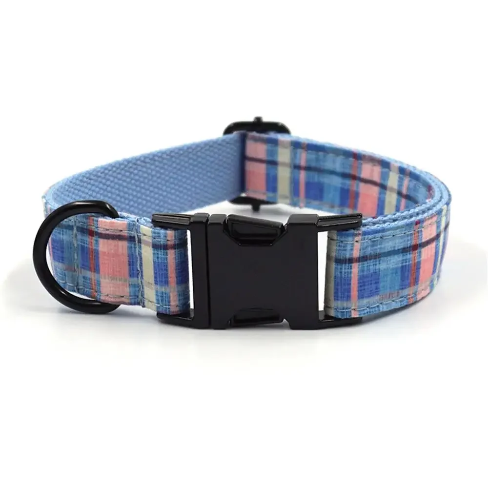 Collar personalizado para perro, Correa con grabado de placa de identificación, accesorio para mascota, Collar colorido a cuadros para cachorro - imagen 2