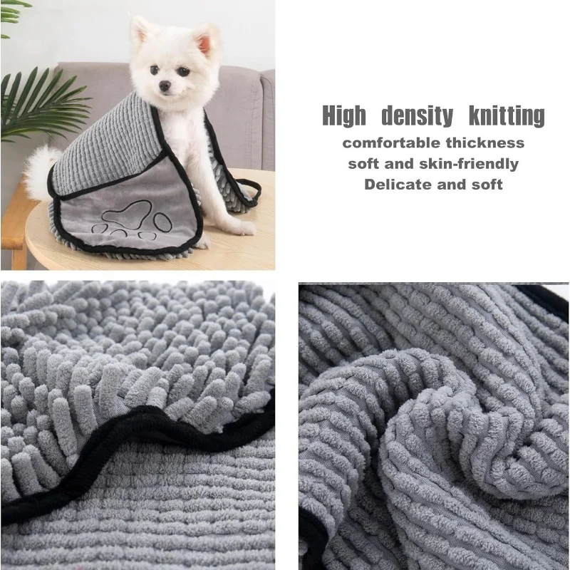 Toalla superabsorbente secado rápido para perros y gatos bata suave - imagen 4