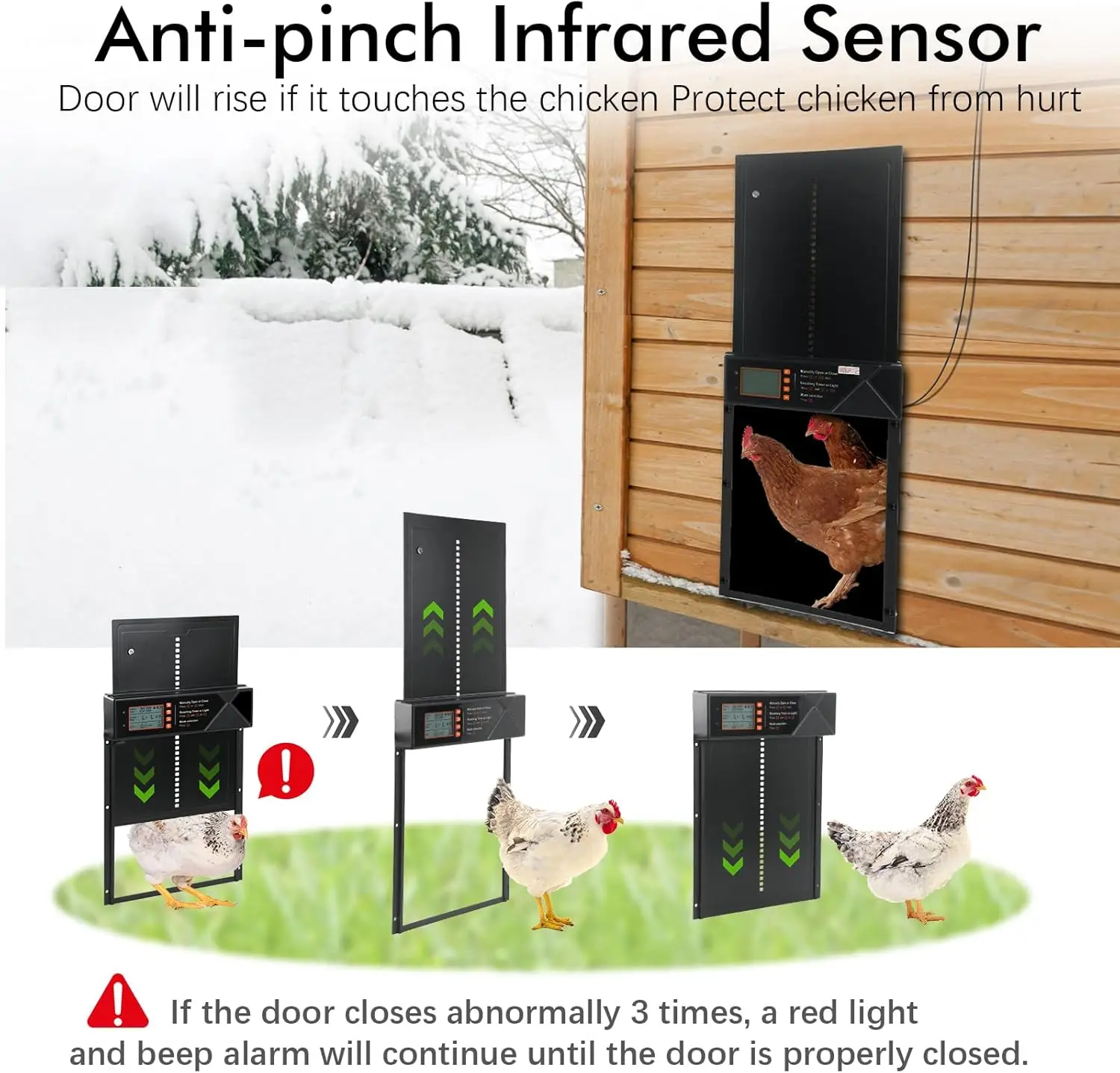Puerta automática solar gallinero extra grande temporizador sensor luz - imagen 3