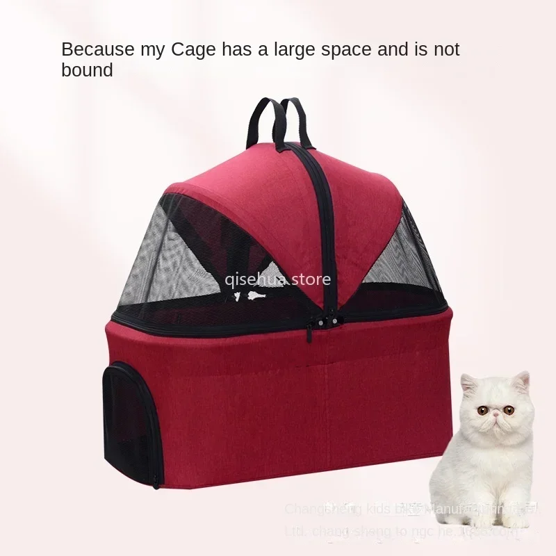 Carrito plegable para gatos y perros con cesta extraíble de transporte - imagen 5