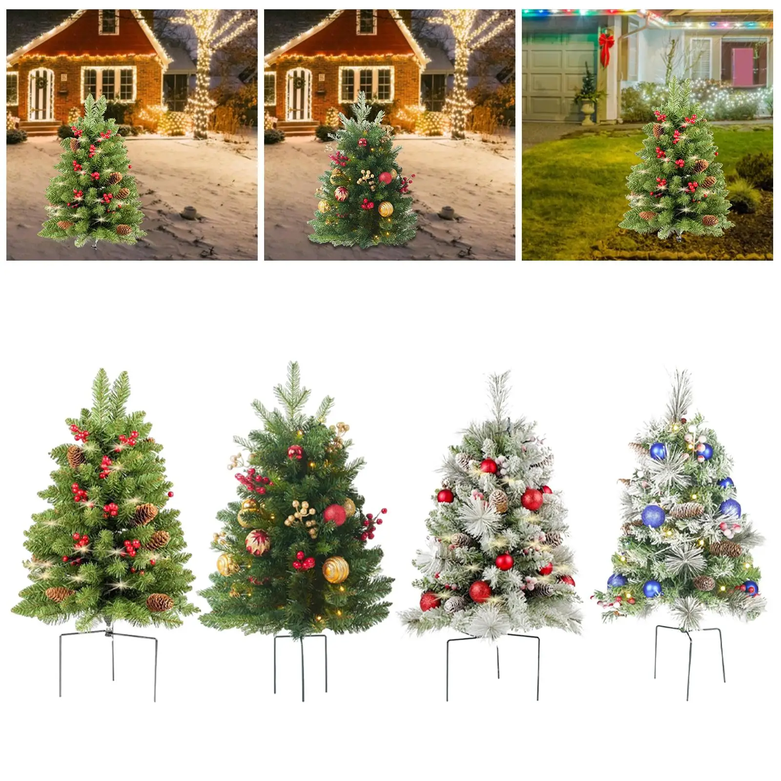 Árbol artificial con luces Arbustos verdes artificiales Plantas de arbustos realistas para patio Navidad - imagen 4