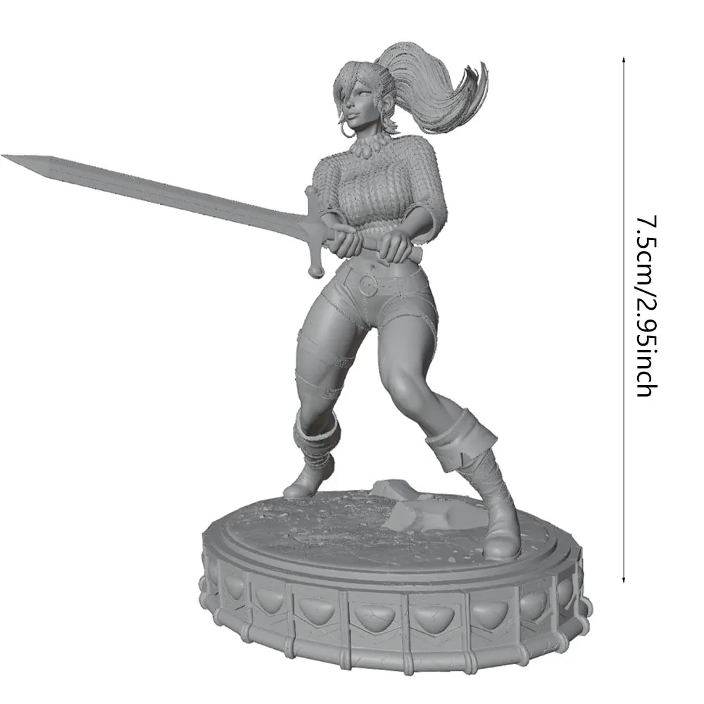Miniatura samurái 75mm para pintar – kit resina 3D juegos de mesa - imagen 2