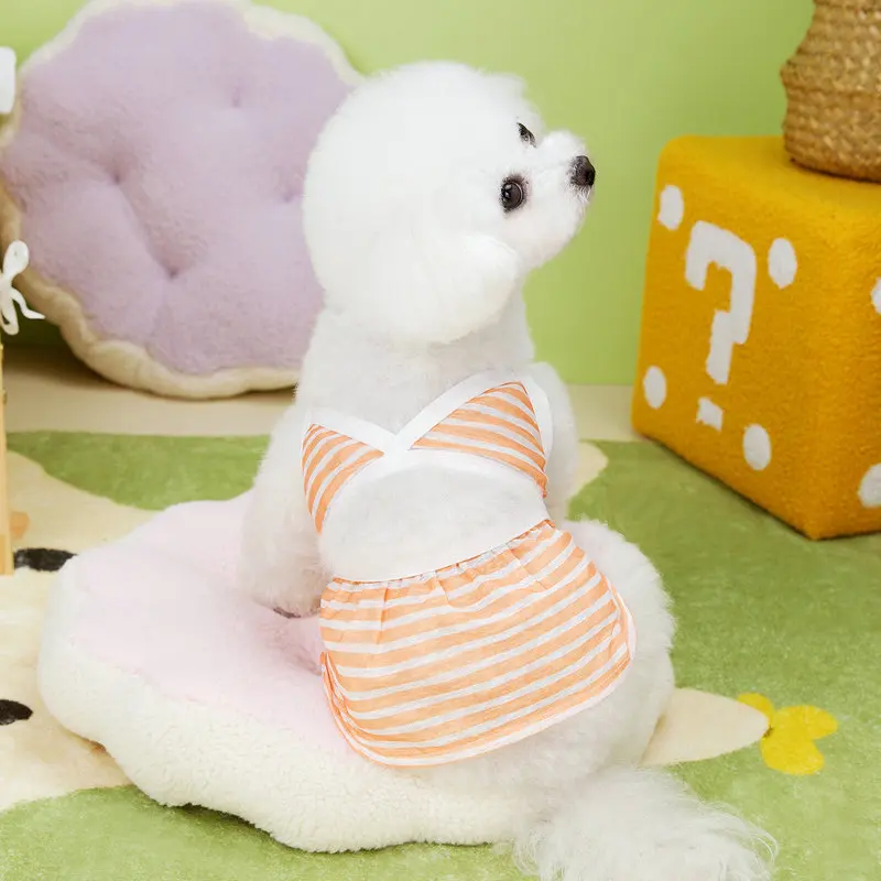 Traje de baño a rayas para mascotas, conjunto de Bikini para mascotas, traje de baño de tela de playa de peluche, ropa para perros, traje de baño para mascotas, vestidos para perros - imagen 4