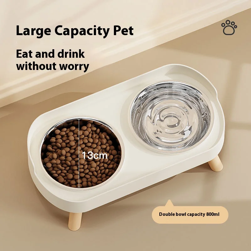 Cuenco para perros y gatos de acero inoxidable de primera calidad, comedero para mascotas con doble diseño antidesprendimiento y base antideslizante y soporte elevado para el cuello - imagen 4