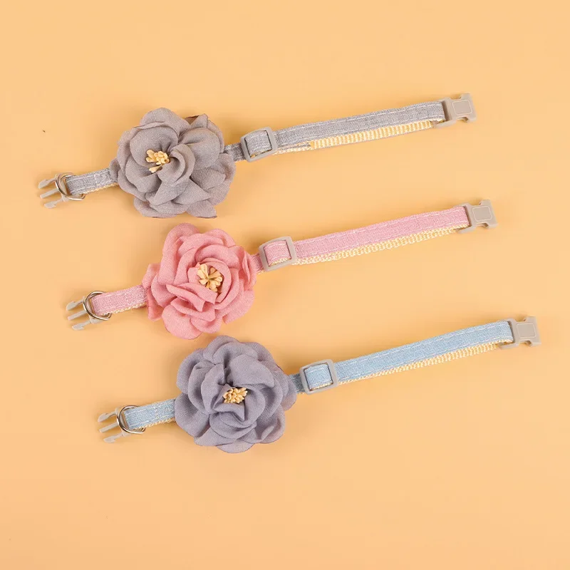 Collar de lazo ajustable para mascotas, Collar de lazo de flores para gatos, botón de seguridad, regalo para cachorros y gatos, accesorios para cachorros - imagen 2