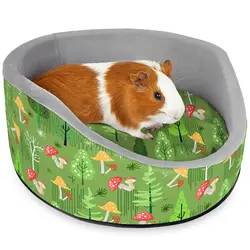 Cama para conejillos de indias y conejos, redonda, colchón lavable