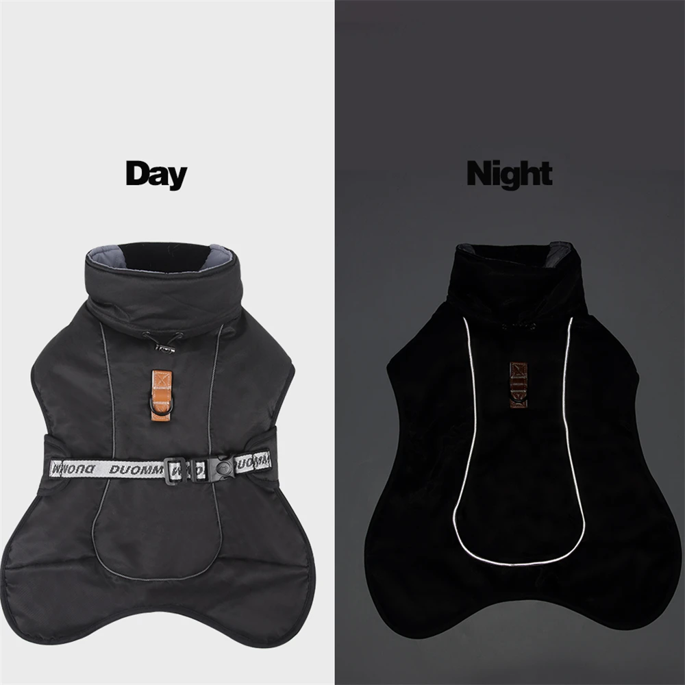 Ropa cálida de invierno para perros medianos y grandes, chaqueta gruesa reflectante a prueba de viento para mascotas, trajes de abrigo de Bulldog Francés Labrador - imagen 4