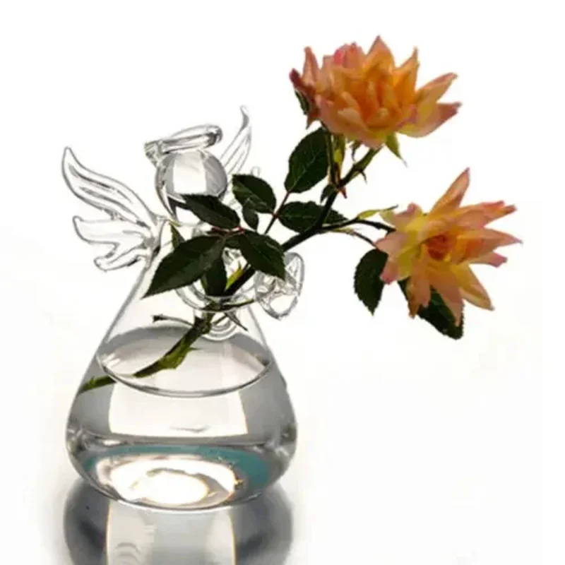 Mini pecera con forma de ángel, cristal transparente, pequeño acuario de escritorio para Betta Guppy, hogar, oficina y regalo de decoración de boda - imagen 5