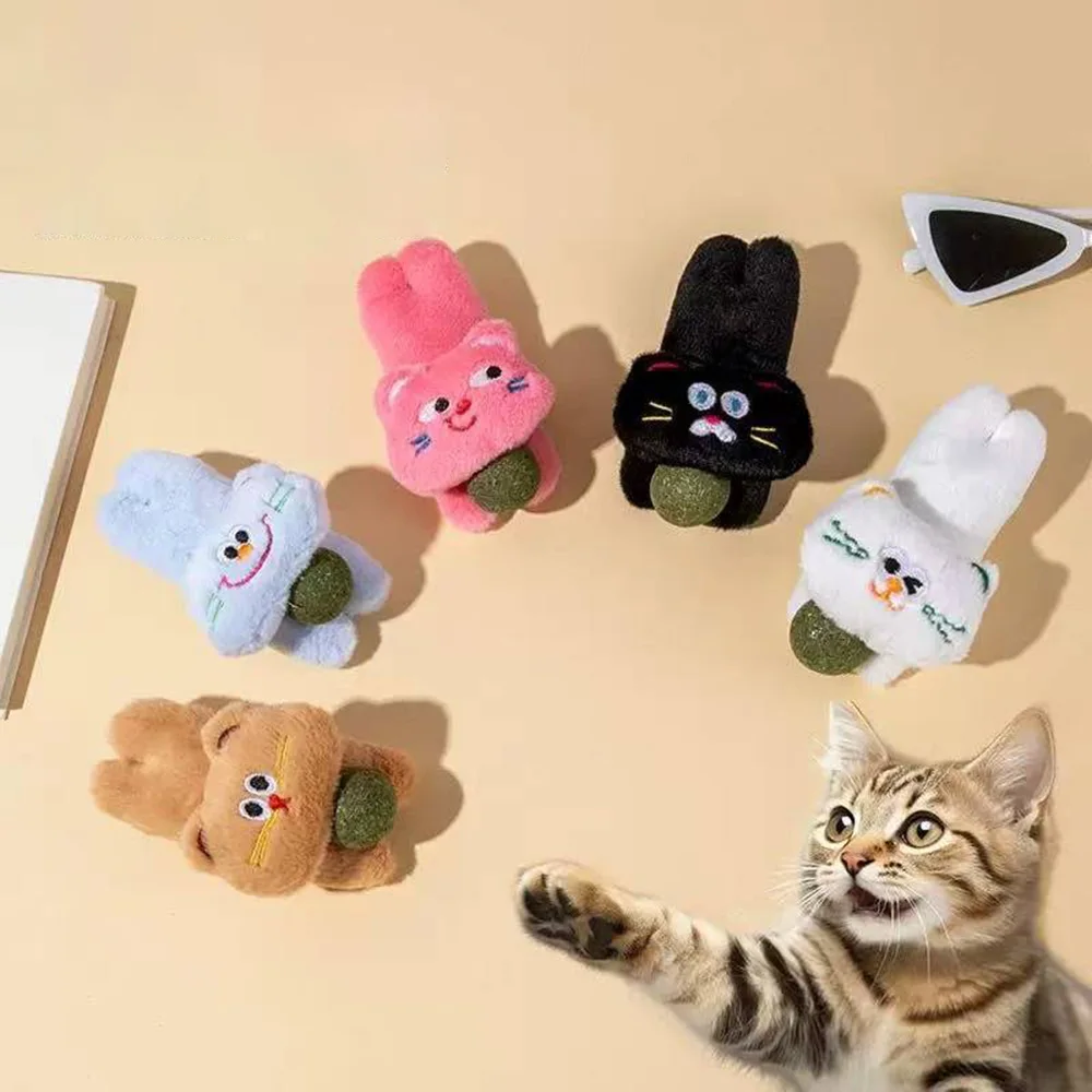 Juguete de peluche para gatos con bola de hierba gatera, muñeca resistente a masticar para limpieza de dientes y dentición, juguete interactivo para mascotas con gatito - imagen 3