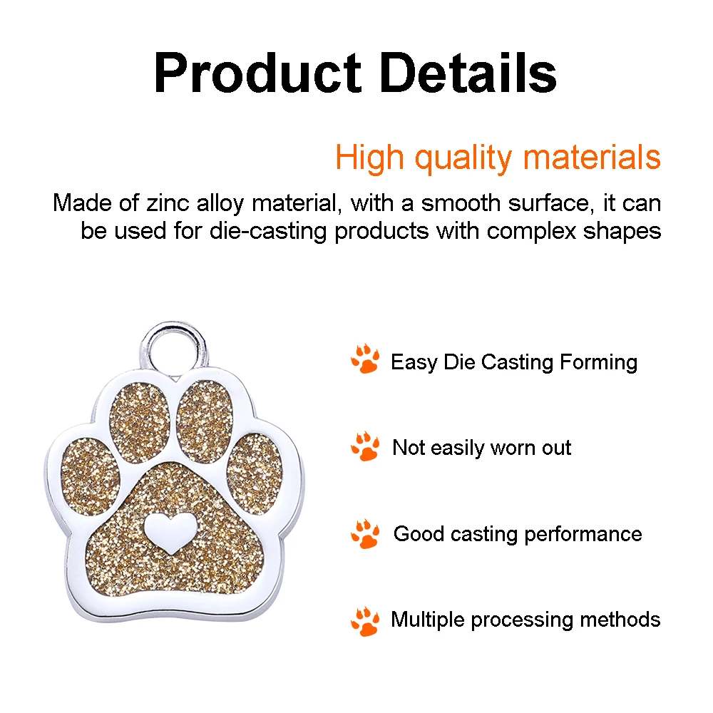 Etiquetas personalizadas para perro y gato, Collar con nombre de identificación de Mascota, colgante de pata brillante con corazón, grabado gratis - imagen 4