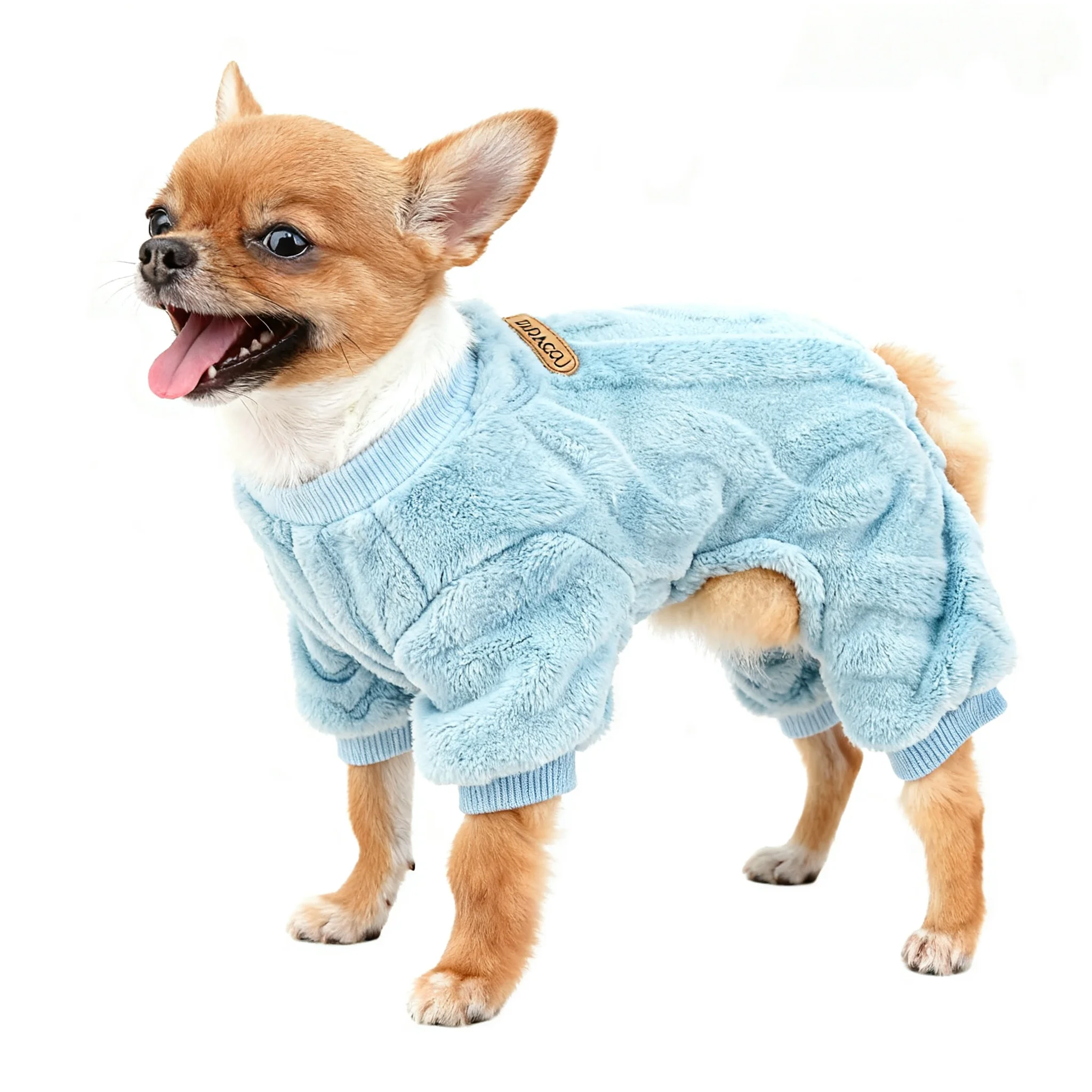 Suéter para perros, ropa de lana, sudadera cálida, mono de 4 patas, pijamas de invierno, suéter con estampado torcido para perros pequeños, gatos medianos