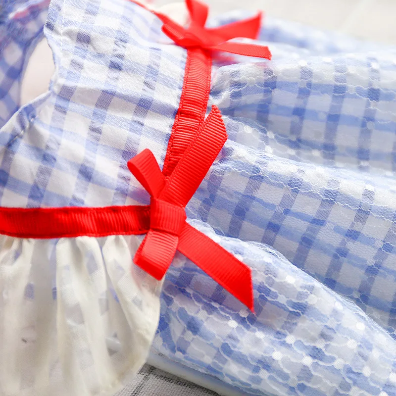 Ropa de perro de peluche, suministros de verano para mascotas, falda a cuadros para gato, ropa para perros pequeños para primavera y otoño - imagen 4