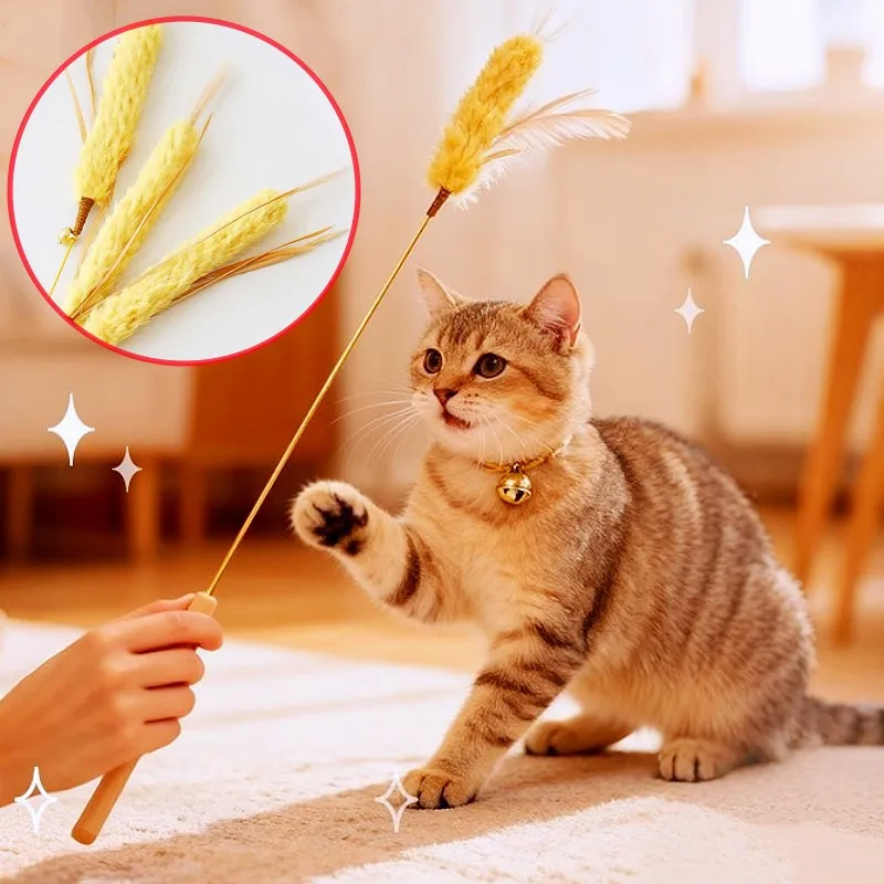 Vara con plumas para gatos – Juguete interactivo resistente a mordidas - imagen 5