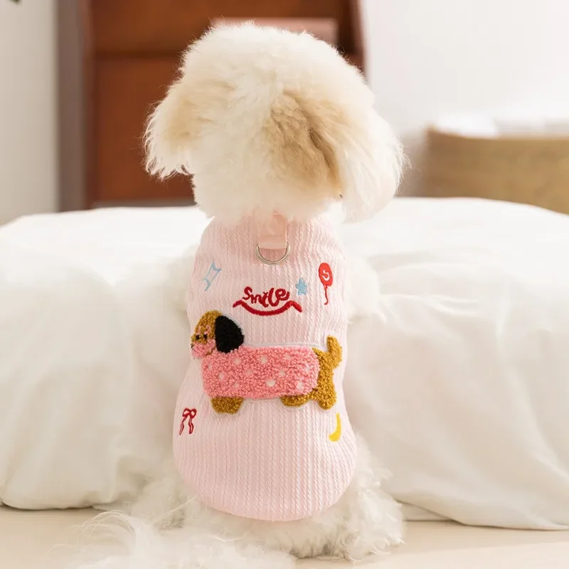Ropa bonita de salchicha para perros, camiseta sin mangas, novedad de verano, camiseta para perros, ropa para cachorros, suministros para mascotas, ropa sin mangas de oso de peluche - imagen 3