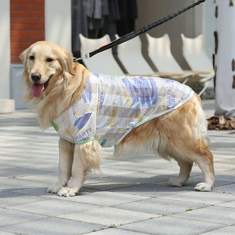 HOOPET Chaleco refrescante de verano para perros para razas medianas, camisa antisuciedad de malla transpirable, ropa elástica de moda para mascotas para fronteras - imagen 2