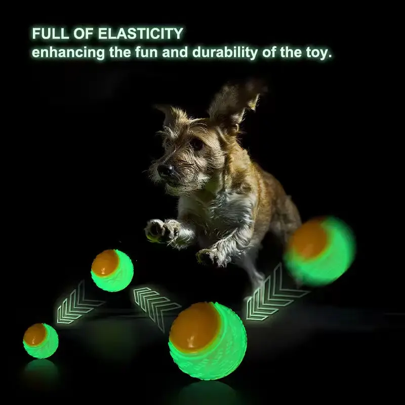 Bola luminosa chirriante perros – Juguete goma masticar buscar - imagen 3