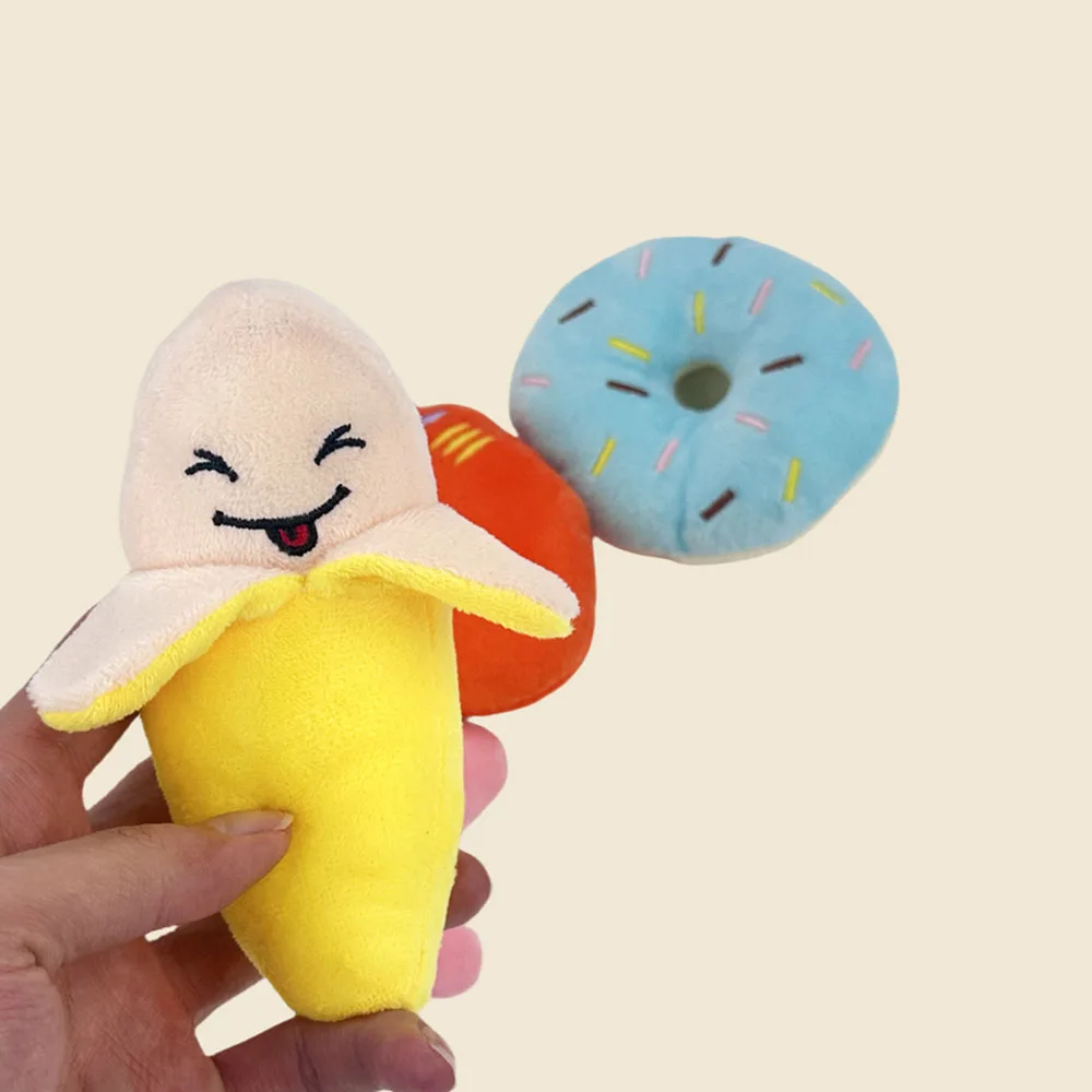 Estrella/banana de juguete para mascotas de frutas de dibujos animados con papel arrugado y chirriador, resistente a mordeduras para gatos y perros para masticar, moler los dientes juegan solo - imagen 2