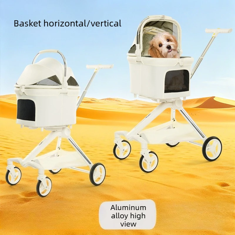 Cochecitos para mascotas con vista alta, carrito separado para gatos, cochecitos para perros rápidos con un clic, productos para mascotas