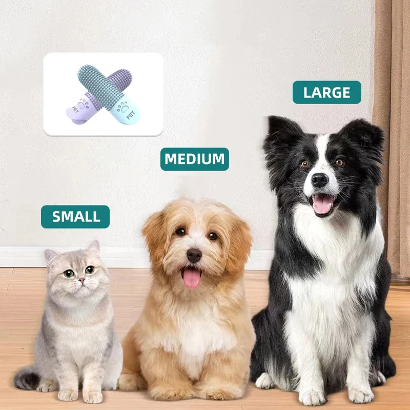 3 unids/set cepillo de dientes para dedos de mascotas herramienta de limpieza de dientes de perro de silicona suave cepillo de limpieza de dientes de mascotas para gatos perros accesorios para perros - imagen 4