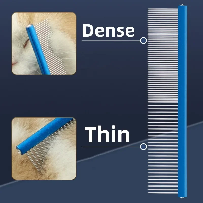 Peine para gatos, cepillo de masaje para gatos, peines de acero inoxidable para limpieza del cabello de gatos, removedor de pelo para mascotas, cepillo para el cuidado de perros, accesorios para gatos - imagen 4
