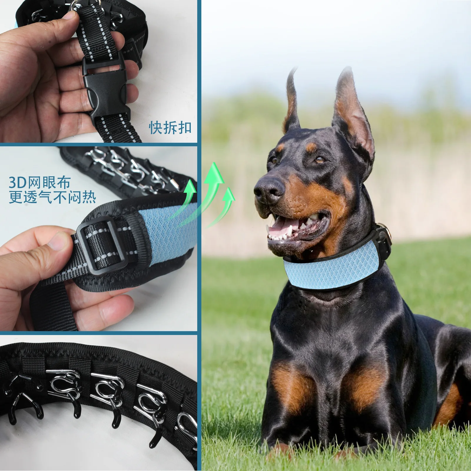 Collares de entrenamiento con púas de impacto para perros, Collar ajustable de neopreno antitiramiento para caminar, productos para mascotas, suministros para perros - imagen 3