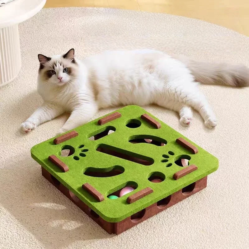 Caja de rompecabezas para gatos con bolas rodantes, juguete de laberinto de fieltro atractivo para mascotas de interior, estimulación mental y ejercicio de caza ​ ​ - imagen 5