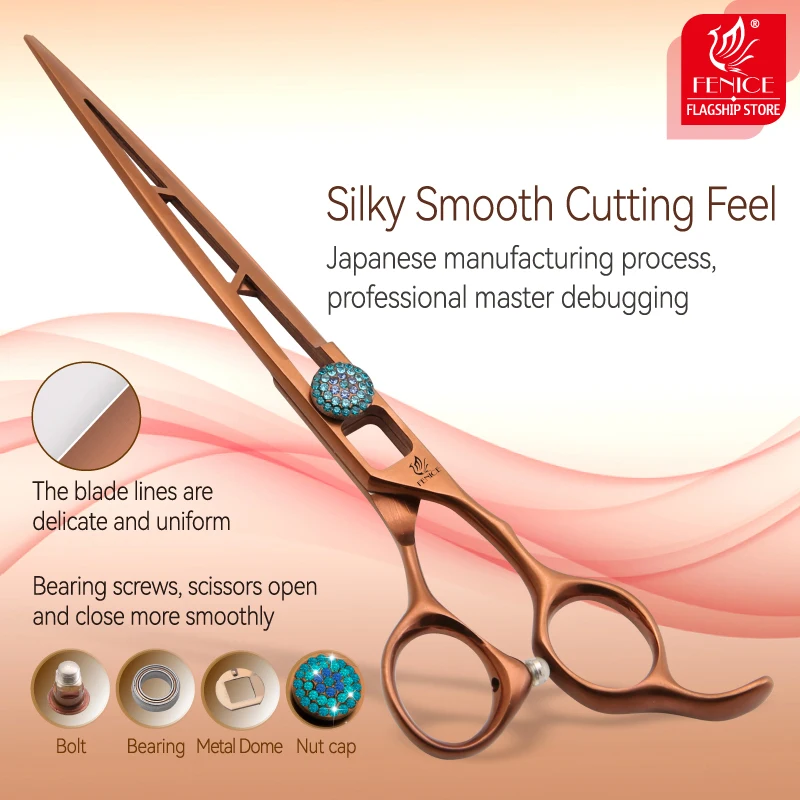 Fenice-Kit de tijeras de peluquería para perros, diseño hueco de 7/7,5 pulgadas, tijeras de recorte curvas finas y rectas para peluquería - imagen 5