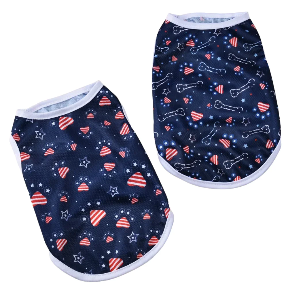 Ropa de verano para perros pequeños y medianos Día de la independencia 4 de julio Camiseta suave para cachorros Chaleco transpirable para gatos Ropa fresca para mascotas Bulldog - imagen 3