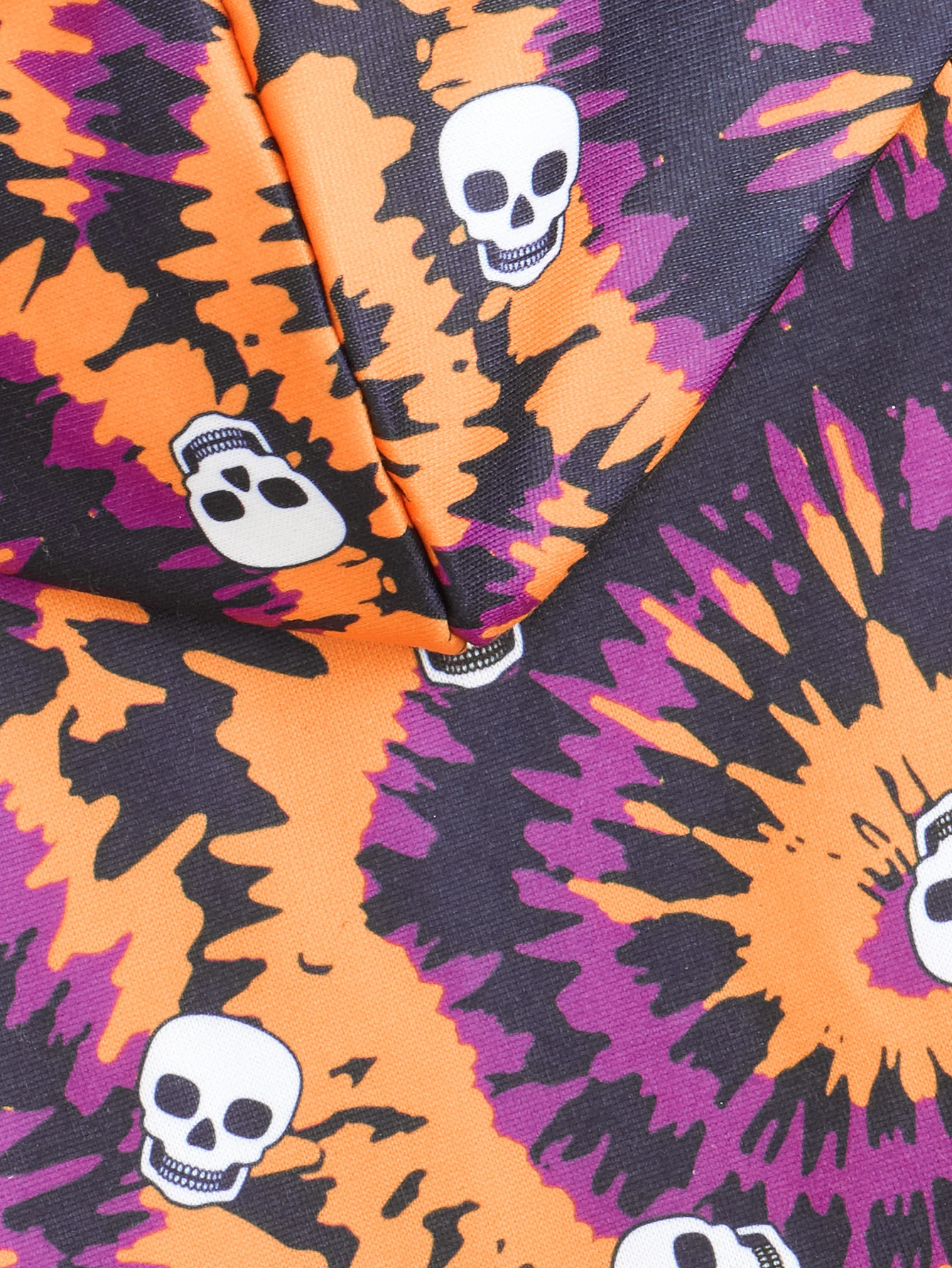 Sudadera con capucha para mascotas de Halloween con estampado de remolino naranja y morado, motivos de calavera, sudadera con capucha para perros pequeños/gatos, traje festivo educado - imagen 5