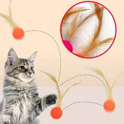 Juguete para gatos con plumas, palos elásticos y pelota resistente