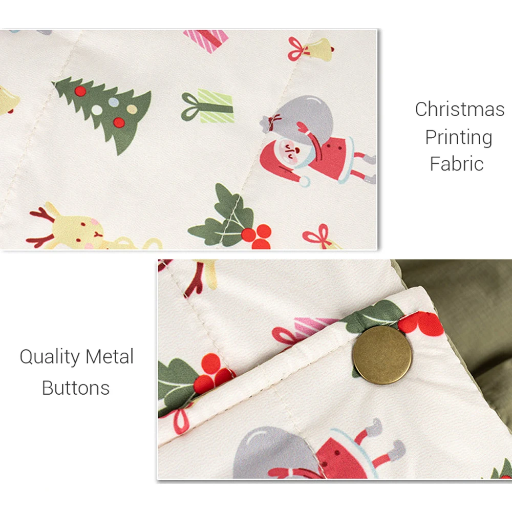 Chaqueta de fiesta para perros, abrigo de invierno Reversible con estampado navideño para perros pequeños, ropa cálida acolchada suave para perros con agujero para correa - imagen 4