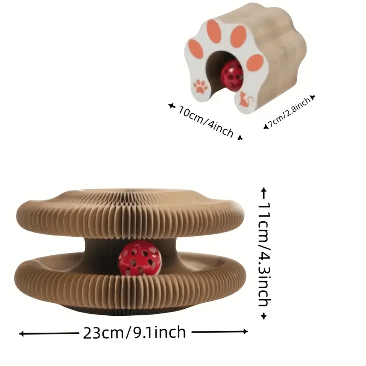Rascador plegable para gatos con campana y hierba gatera, juguete de cartón multinivel para gatitos, sacapuntas de garra duradero - imagen 2