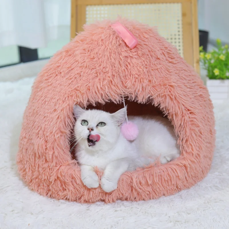 Nuevo Perrera de franela de felpa cálida para invierno, almohadilla para perrera para perros y gatos, cesta nido acogedora para dormir profundo para mascotas de interior pequeñas y medianas - imagen 2