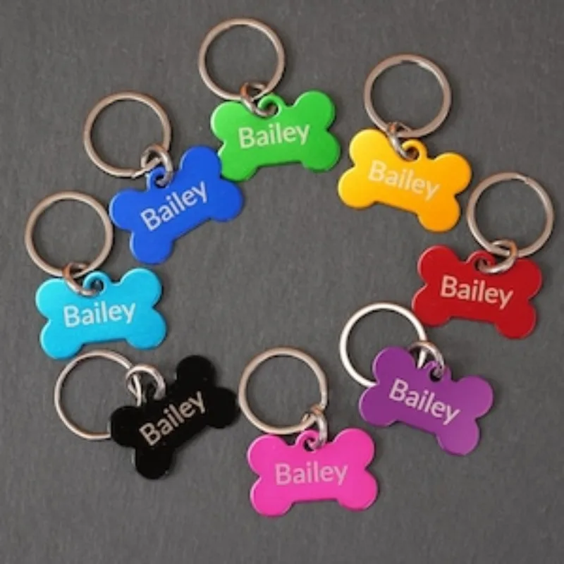 Etiqueta de identificación de aluminio personalizada para mascotas, etiquetas de nombre personalizadas para perros y gatos, Collar con grabado antipérdida, colgante de hueso para mascotas pequeñas, medianas y grandes - imagen 2
