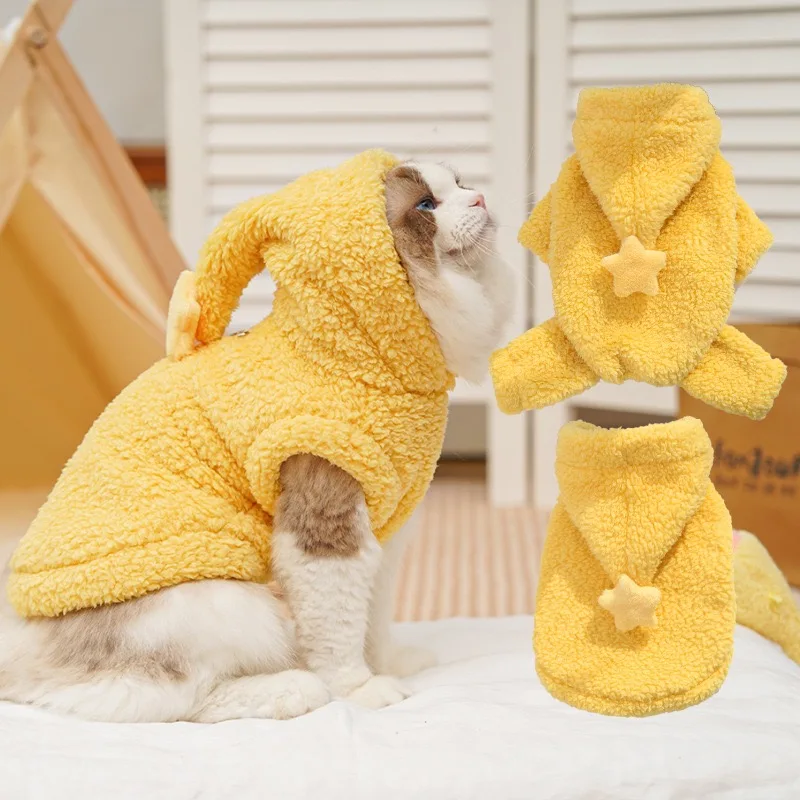 Ropa de invierno para Bulldog Francés con diseño de estrellas amarillas