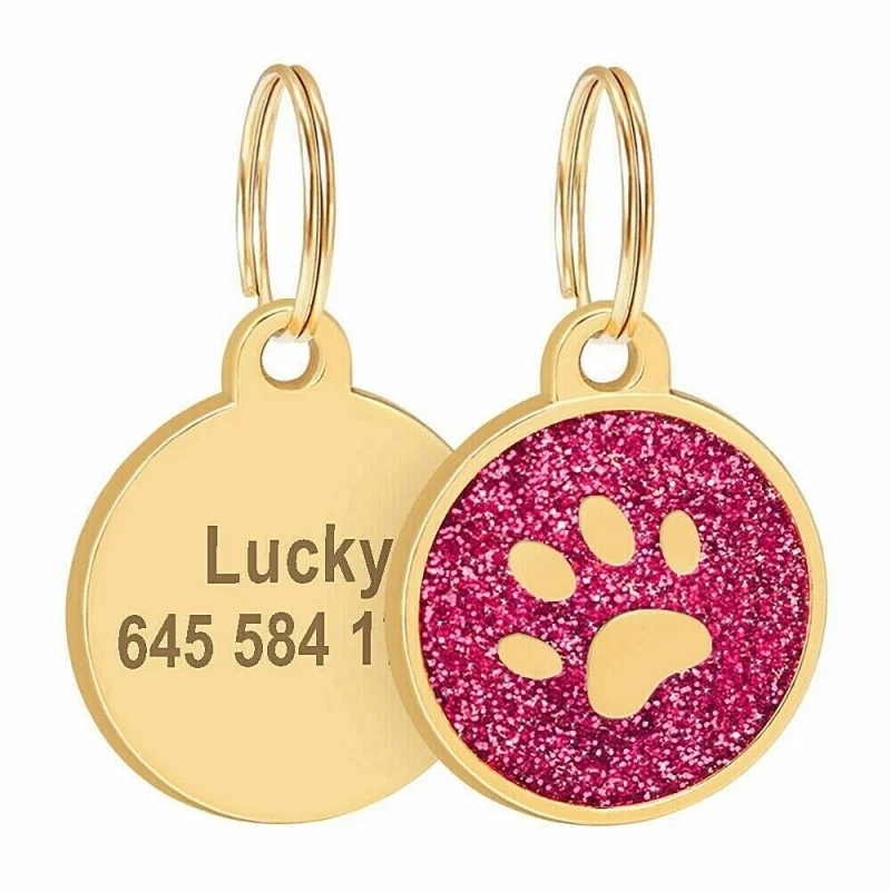 Etiquetas de dirección de Collar de perro personalizables, etiqueta de identificación personalizada para perro, gato, nombre de mascota grabado gratis, etiquetas circulares, suministros antipérdida para perros - imagen 5