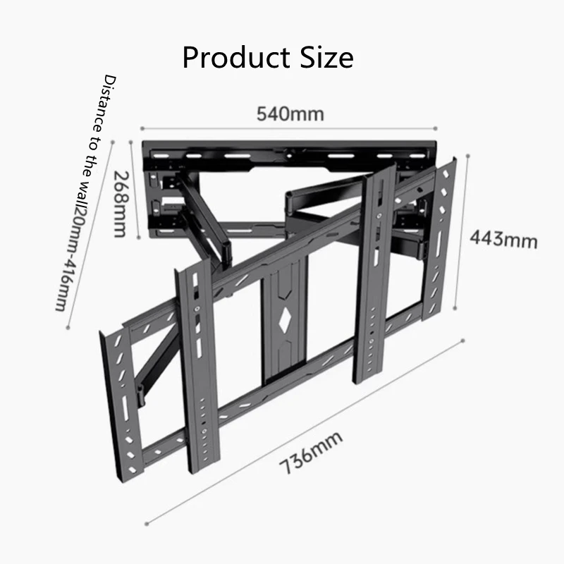 Soporte de pared para TV de movimiento completo para pantallas de 32-80 pulgadas: brazo articulado resistente con capacidad para 80 kg máx. VESA 650 x 600 mm, se adapta al LCD LED OLED - imagen 2