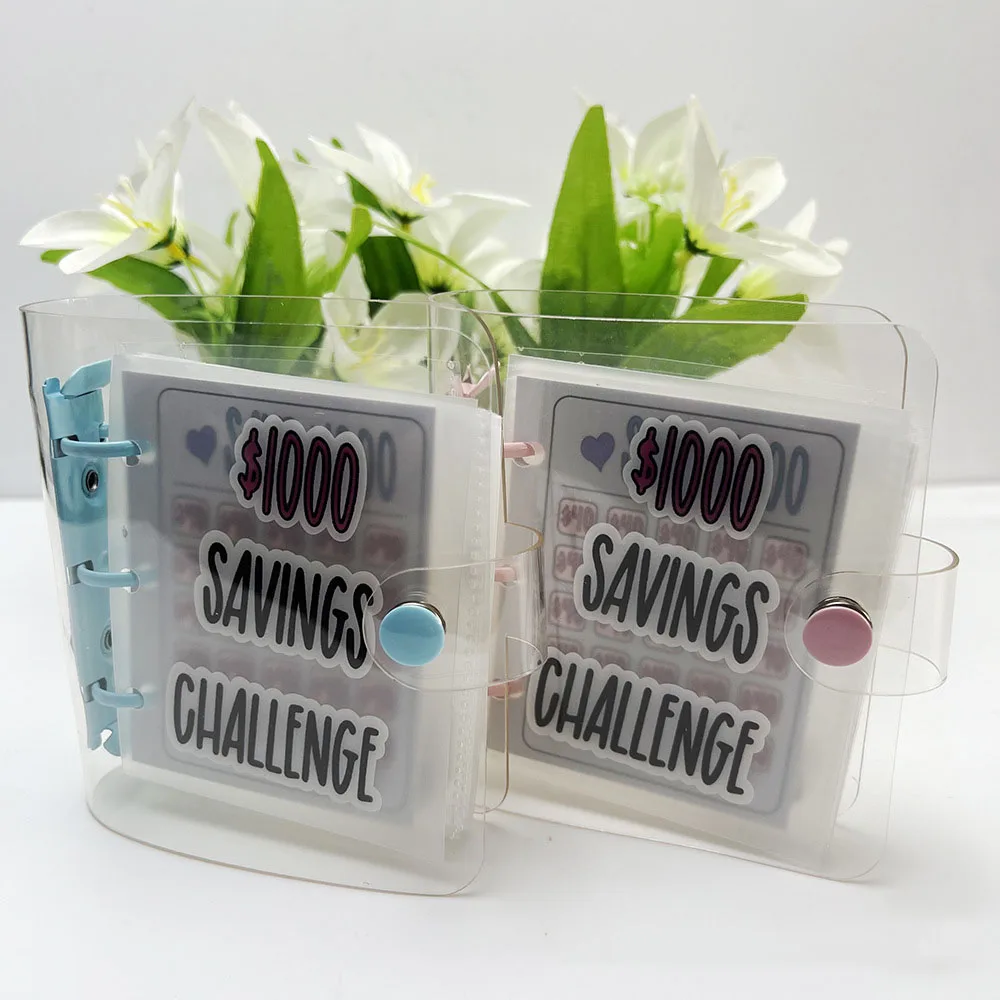 Carpeta de desafío de 1 000 ahorros creativa con sobre PVC brillante duradero, desafío de ahorro de dinero de regalo de Navidad - imagen 3