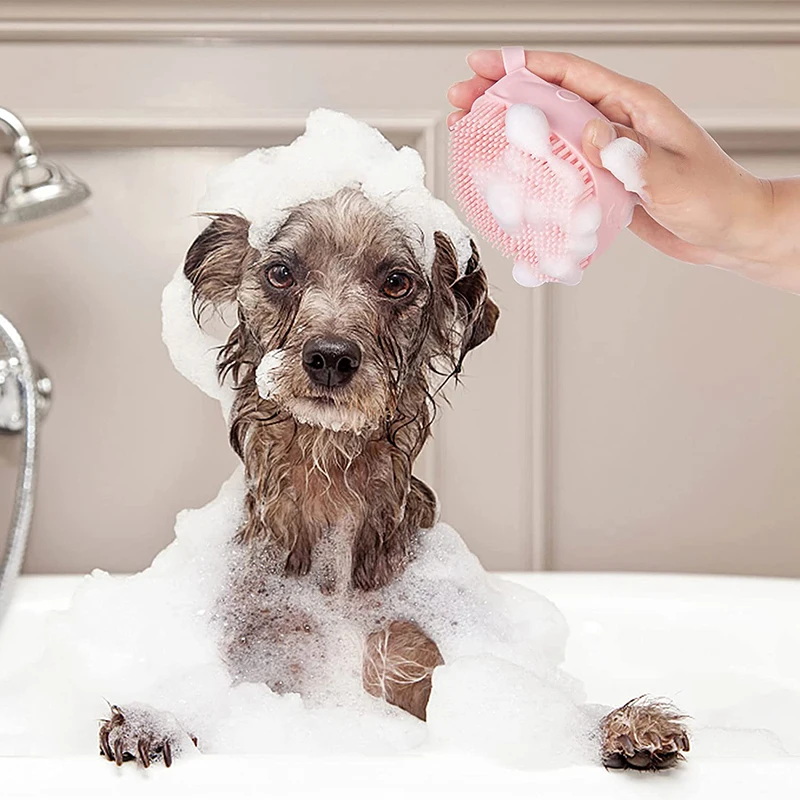 Cepillo de baño para perros y gatos, cepillo de masaje suave, limpiador de Peine de silicona de seguridad, SUMINISTROS DE ASEO para perros, cepillo para cachorros Cmob - imagen 2