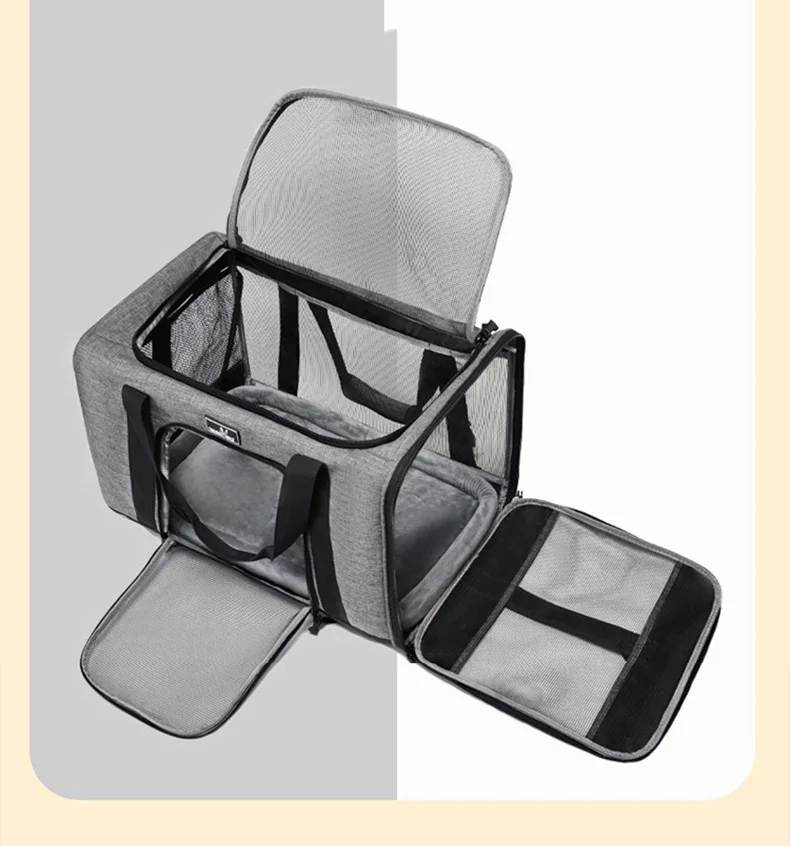 Transportín de mascotas de gran capacidad para viaje en coche, bolsa de mano transpirable para gatos, perros, carcasa de perrera portátil de concha suave, bolsa transportadora para mascotas - imagen 4