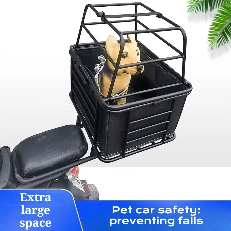 Transportín trasero grande para perro en bicicleta – Canasta metálica con cerradura - imagen 3