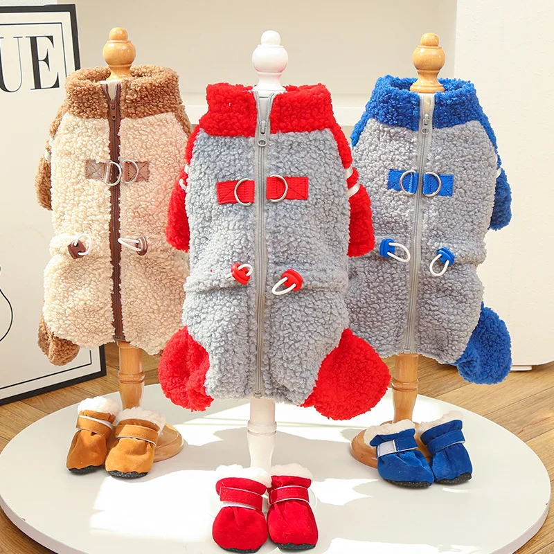 Ropa gruesa de lana para perros, mono cálido con cremallera para invierno, disfraz para perros pequeños y medianos, pelele para perros Chihuahua Yorks, monos XXL - imagen 2