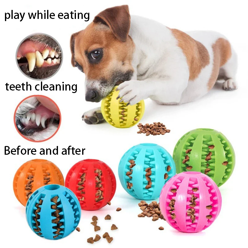 Juguetes de goma Natural para perros, bola elástica interactiva Extra resistente para limpieza de dientes, accesorios para mascotas - imagen 3