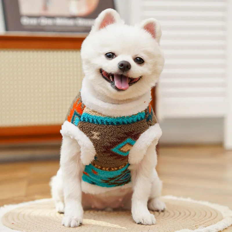 Ropa de lana para perros, sudaderas con capucha con estampado de invierno, disfraz de manga corta, jersey para cachorros, sudadera, ropa para perros pequeños, Chihuahua XXL - imagen 4