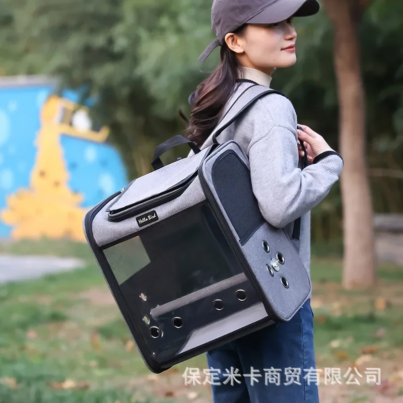 Jaula para pájaros, jaula para loros, bolsa portátil para pájaros, transpirable, doble hombro, mochila para loros, mochila para gatos, mochila para gatos - imagen 4