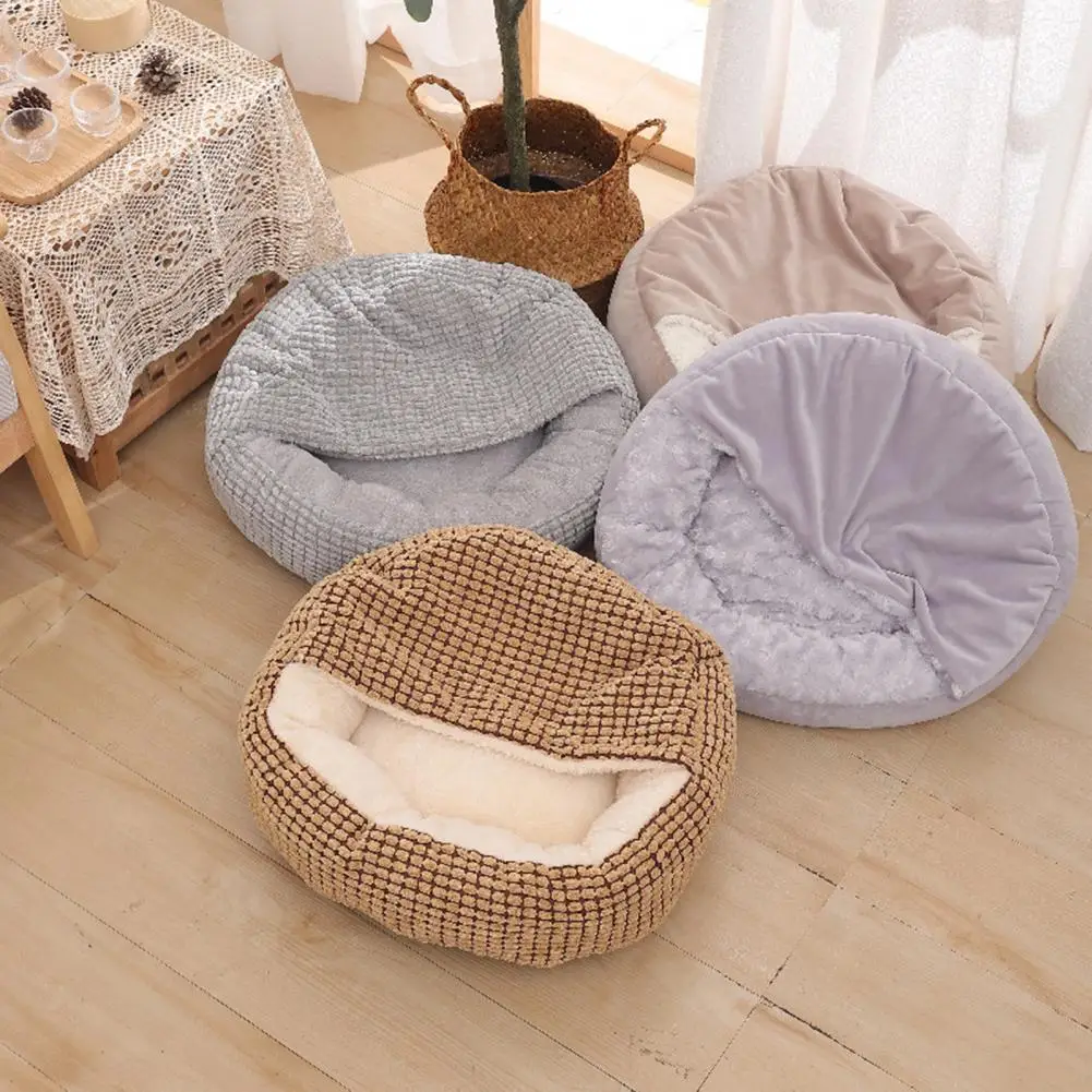 Nido transpirable para gatos, cama de algodón semicerrada y acogedora, suave y transpirable, para perros pequeños, mantiene a las mascotas calientes y seguras para el invierno - imagen 5