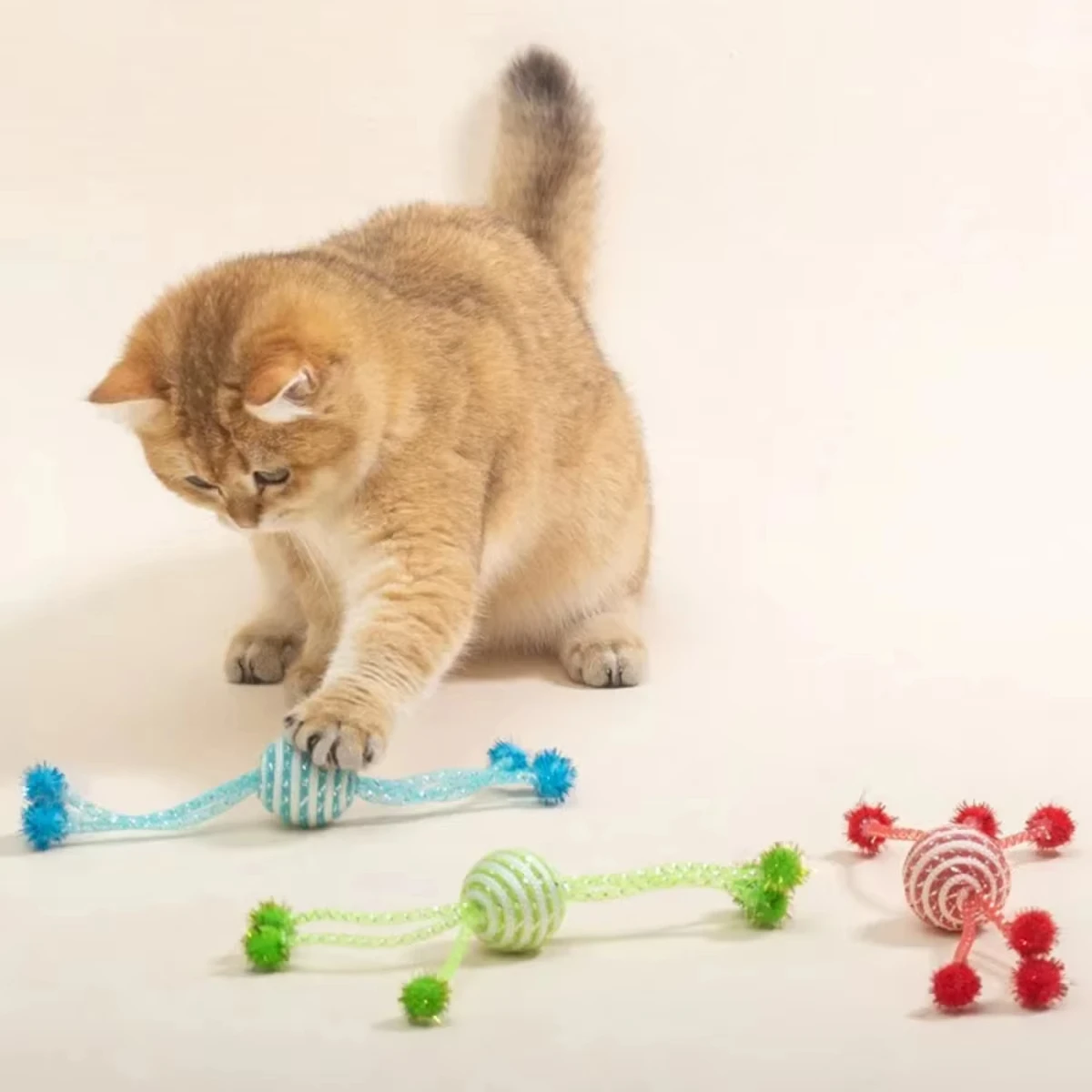 Juguete para gatos, tubo de red, cuerda para envolver, pelota para gatitos, juguete para hacer seis garras, juguetes interactivos para gatos - imagen 3