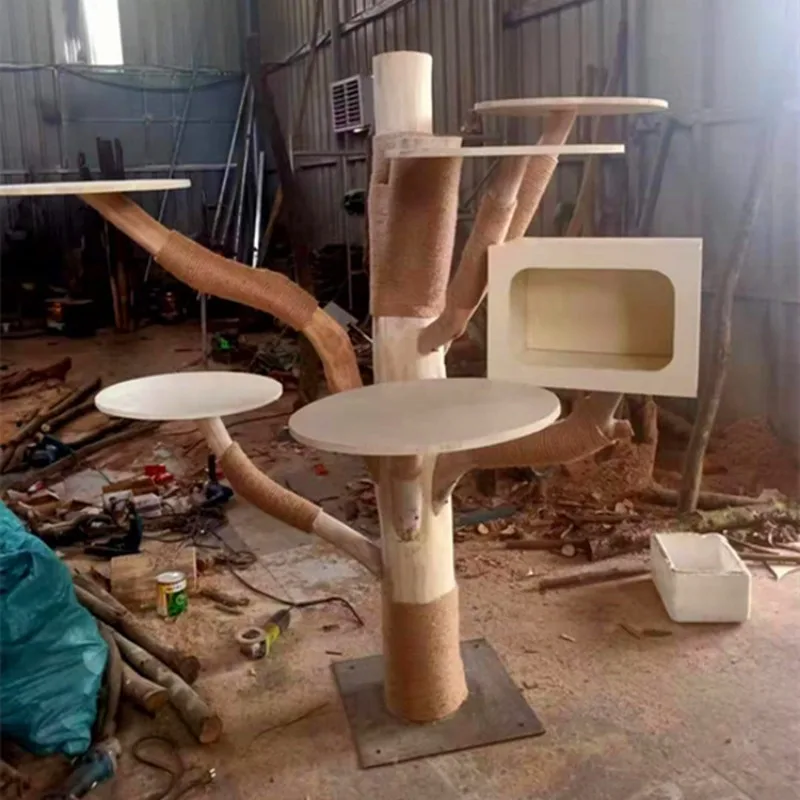 Marco de escalada para gatos, nido, hilo de árbol, rascadores de madera maciza, productos para mascotas, suministros, muebles, Villa de lujo, juguetes de plataforma para saltar para gatos - imagen 4