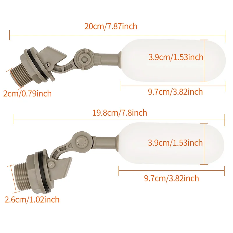 Válvula de bola flotante de agua de plástico de 1/2 "y 3/4", apagado automático, llenado de alimentación, tanque de peces, válvula humidificadora de agua para acuario, para tazón de agua - imagen 5